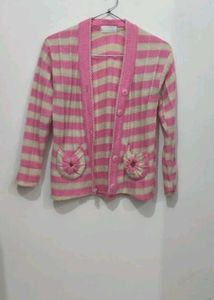 Pink Plaid Wool Cardigan