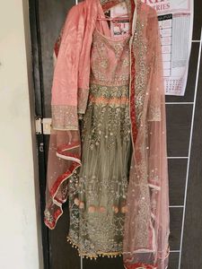 Elegant Peach Embroidered Kurta Set