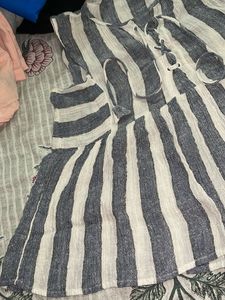 Striped Lace-Up Top