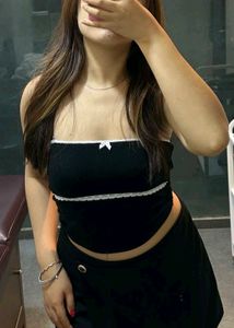 Black Lace Trim Tube Top