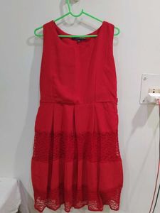 Cherry Red Fit And Flare Dress
