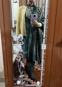 Elegant Green Velvet Salwar Suit