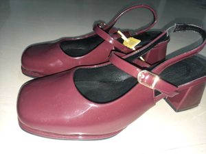 Chic Maroon Patent Block Heels