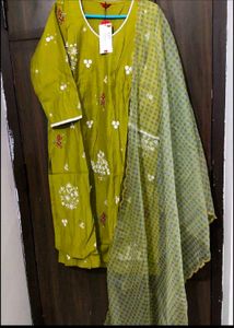 Beautiful Olive Green Kurta Set with Dupatta