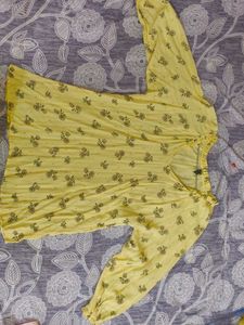 Yellow Floral Print Blouse