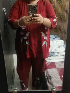 Maroon Kurta Set with Floral Print