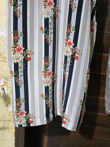 Floral Striped Kurta with elastic waist salwar