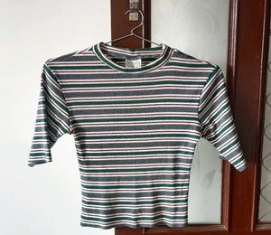 Striped Short Sleeve Tee or Crop Top