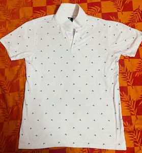 Men's White Polo Shirt with Small Print