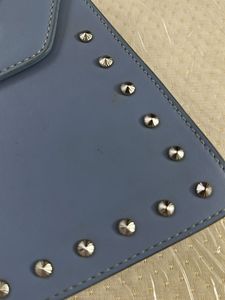 Chic Blue Studded Shoulder Bag