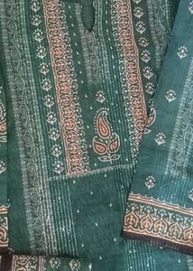Teal Cotton Kurta Set with Dupatta