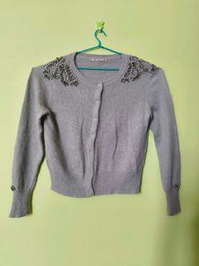 Embellished Grey Cardigan