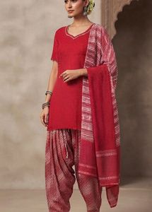 Red Ethnic Kurta Set with Dupatta