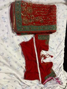 Red Embroidered saare