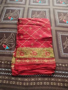 Beautiful Red Saree with Golden Border♥️✨🔥