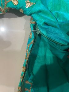 Sea Green Embroidered Off Shoulder Blouse