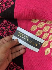 New Embroidered Pink &amp; Black Stole