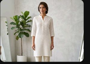 White Textured Kurta