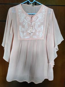 Sheer Embroidered Tunic Top