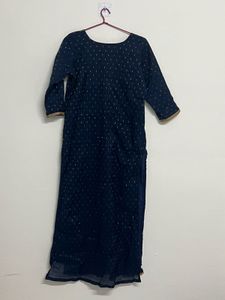 Elegant Navy Blue Kurta Set with Dupatta