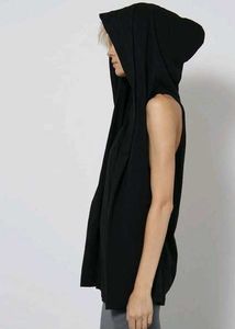 Sleeveless Black Hoodie Unisex