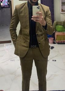 Men's Khaki two piece suit.