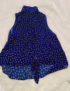 Blue Polka Dot Sleeveless Shirt