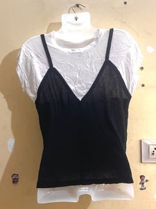 Black &amp; White Layered Top