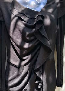 46910. Elegant Black Ruffle Dress