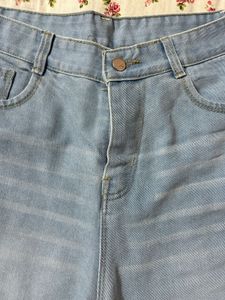 Light Wash Wide Leg Denim Culottes