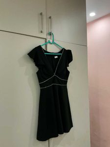 Black Rhinestone Detail Skater Dress