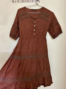 Boho Brown Tiered Mini Dress