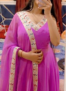 Elegant Purple Anarkali Dress