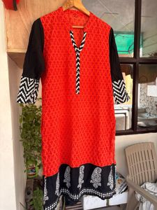 Vibrant Red & Black Ethnic Kurta