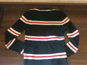 Navy Blue Striped Knit Top (S)