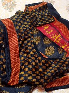 Handloom Saree with Kalamkari Print