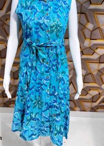 Beautiful Blue Floral Sleeveless Dress