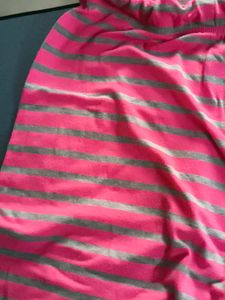 Pink &amp; Grey Striped Biker Shorts