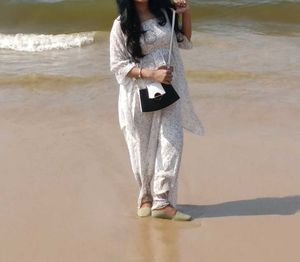 Flowy White Printed Kurta Set with Palazzo Pants