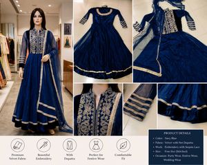 Elegant Navy Blue Gown