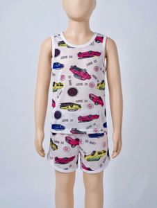 Cute Car Print Sleeveless Set for Kids