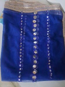 Royal Blue Dupatta with Mirror Work