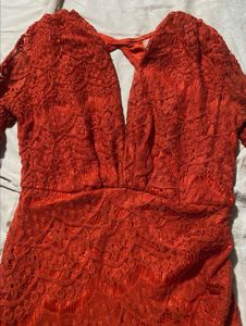 Orange Short Lace Mini Dress