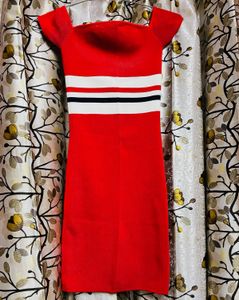 Chic Red Striped Knit Dress