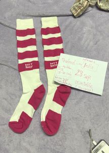 Striped Crew Socks - Pink & White