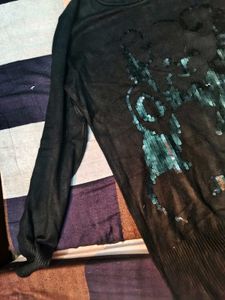 Sparkly Black Long Sleeve Top
