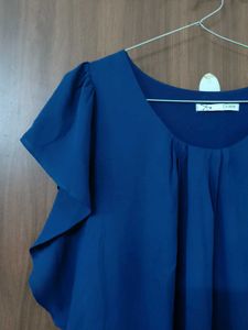 Chic Blue Cap Sleeve Top