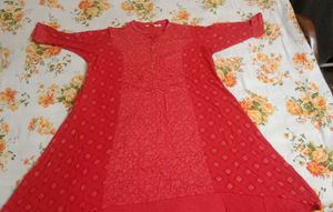 Red Foil-Printed Kurta