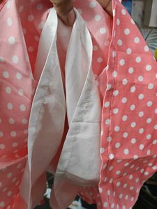 Cute peach Pink Polka Dot satin frock with Bow
