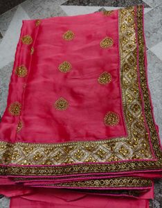 Stunning Pink Embroidered Saree